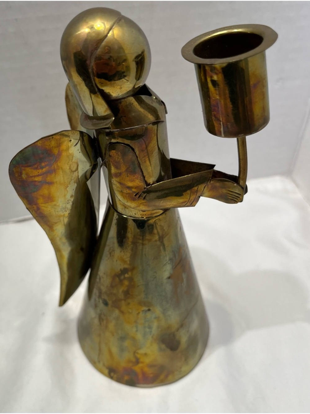 Vintage Brass Angel Candlestick Holder - Christmas 7"